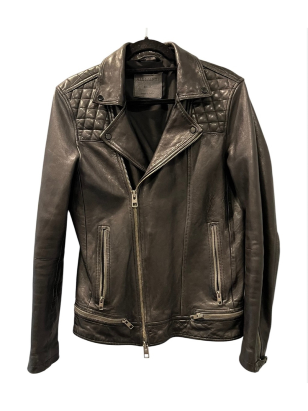 ALLSAINTS Conroy Leather Biker Jacket Black Size Small Men's Biker Motorcycle